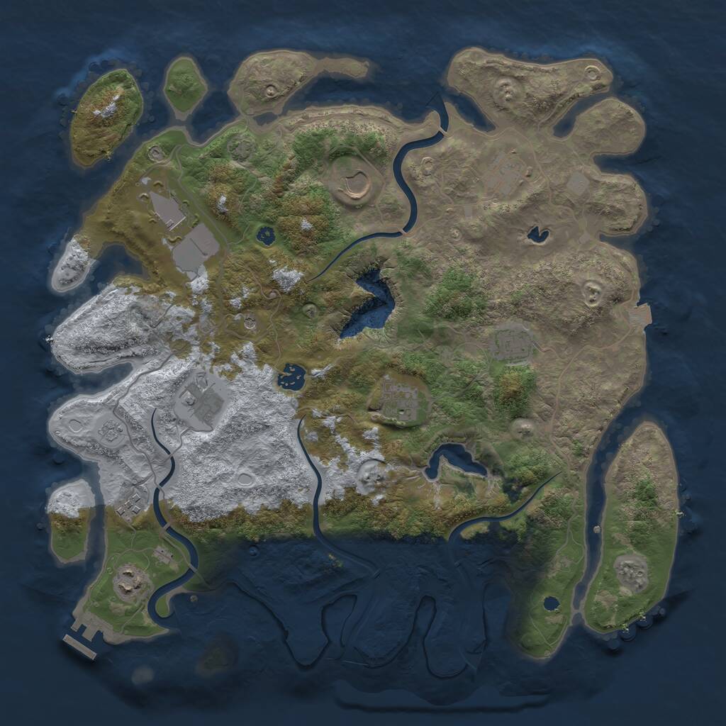 Rust Map: Procedural Map, Size: 4000, Seed: 1671945351, 14 Monuments