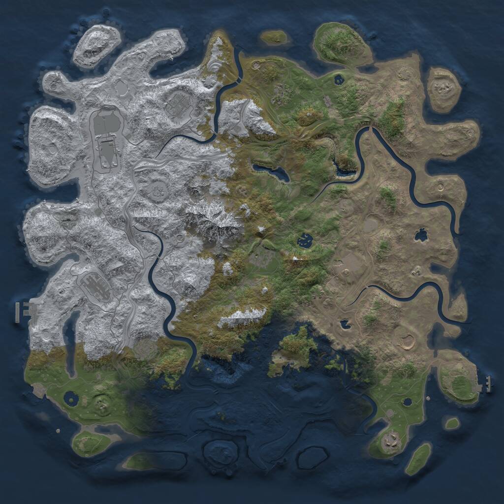 Rust Map: Procedural Map, Size: 5000, Seed: 80000, 17 Monuments