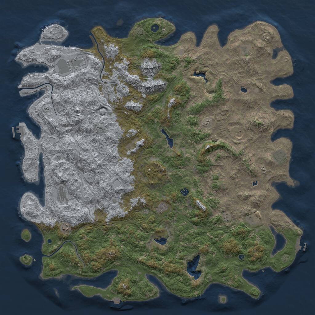 Rust Map: Procedural Map, Size: 6000, Seed: 882106332, 17 Monuments