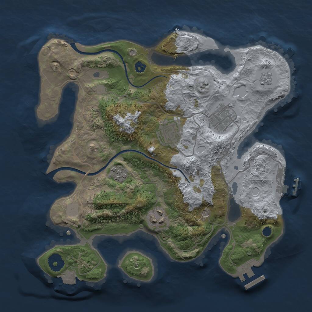 Rust Map: Procedural Map, Size: 2800, Seed: 1368762399, 9 Monuments