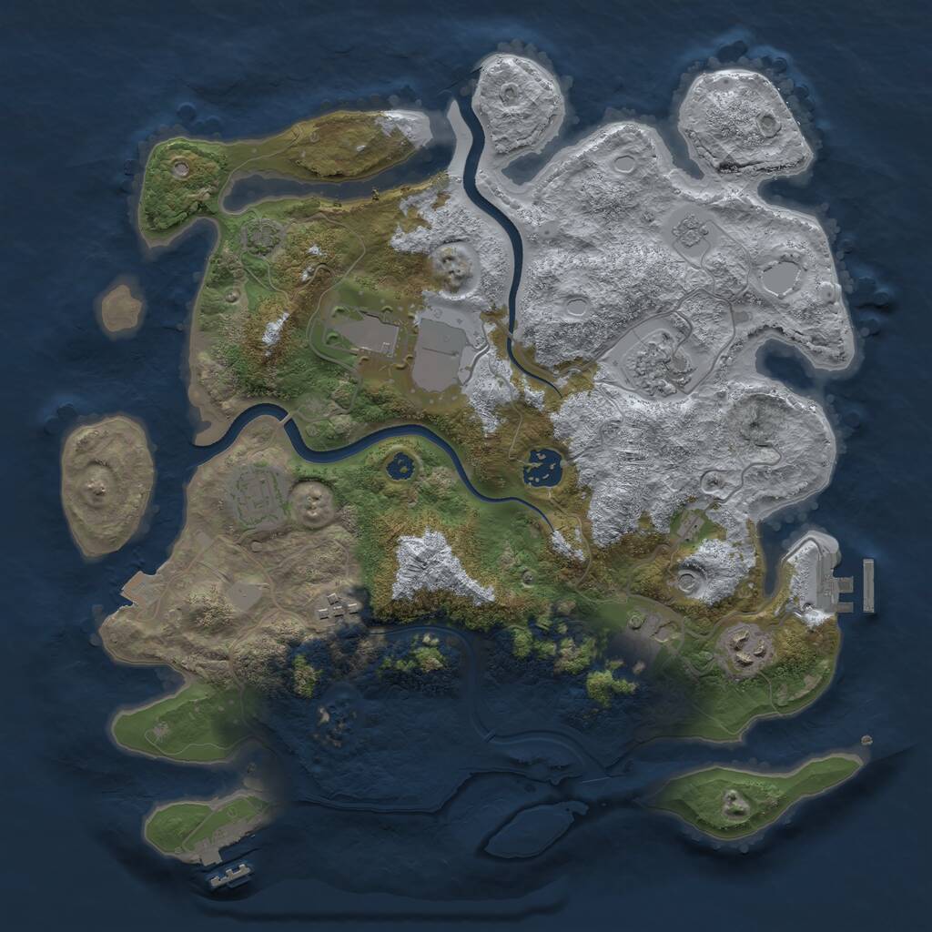 Rust Map: Procedural Map, Size: 3500, Seed: 37826483, 13 Monuments