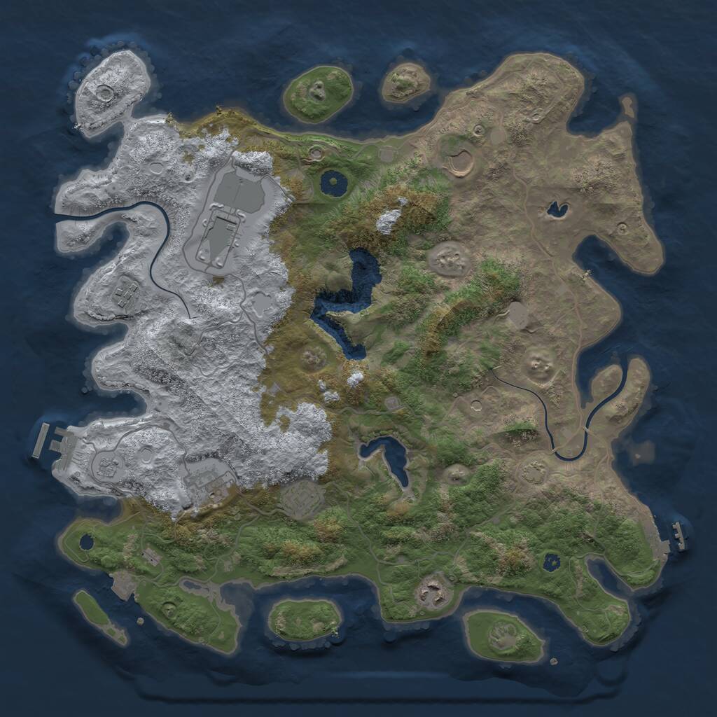 Rust Map: Procedural Map, Size: 4000, Seed: 2122129606, 12 Monuments