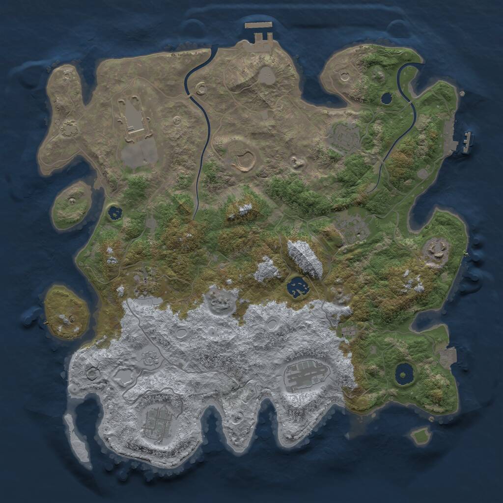 Rust Map: Procedural Map, Size: 3700, Seed: 2113336341, 15 Monuments