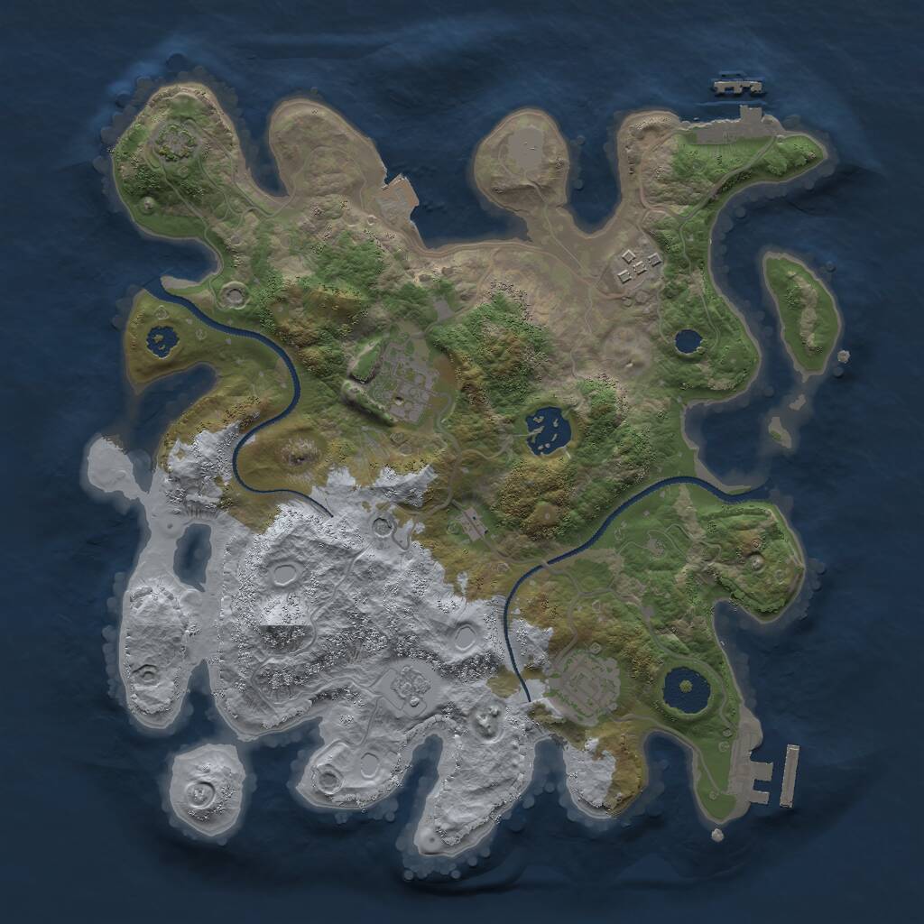 Rust Map: Procedural Map, Size: 3000, Seed: 1974533620, 10 Monuments