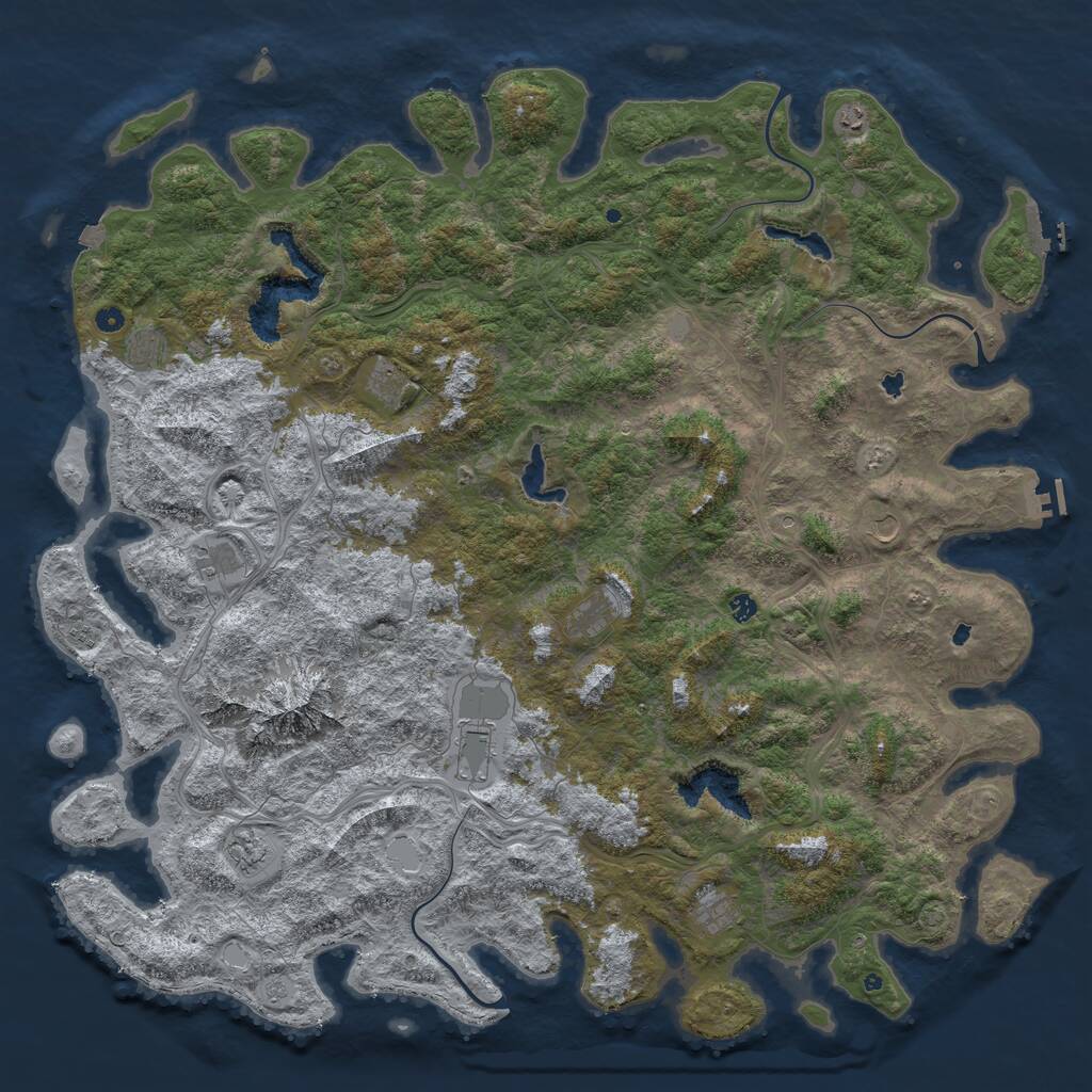 Rust Map: Procedural Map, Size: 6000, Seed: 924166493, 17 Monuments