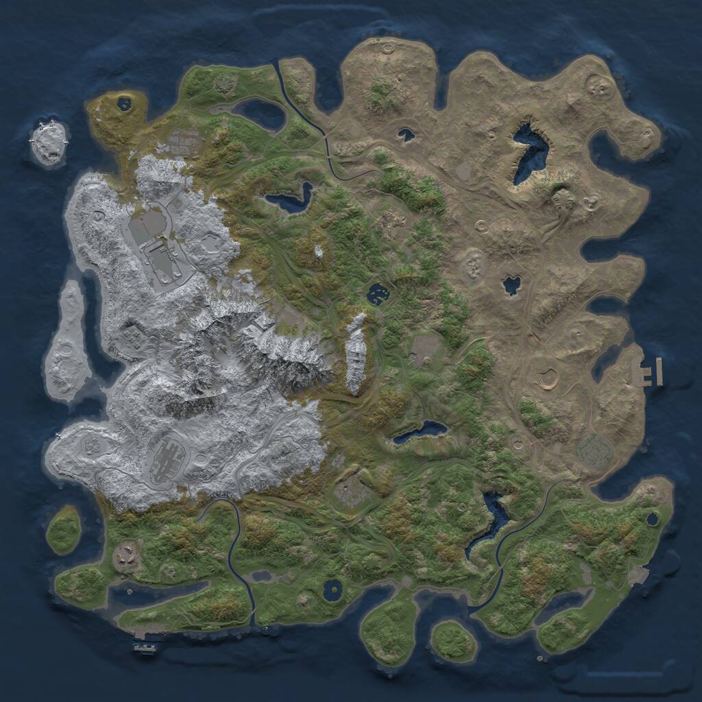 Rust Map: Procedural Map, Size: 5000, Seed: 434573368, 17 Monuments