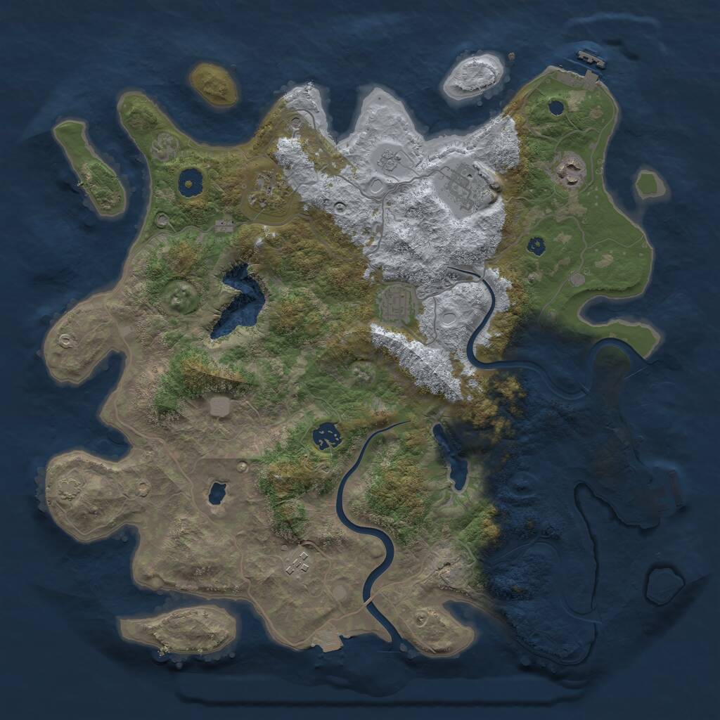 Rust Map: Procedural Map, Size: 4000, Seed: 1502412903, 12 Monuments