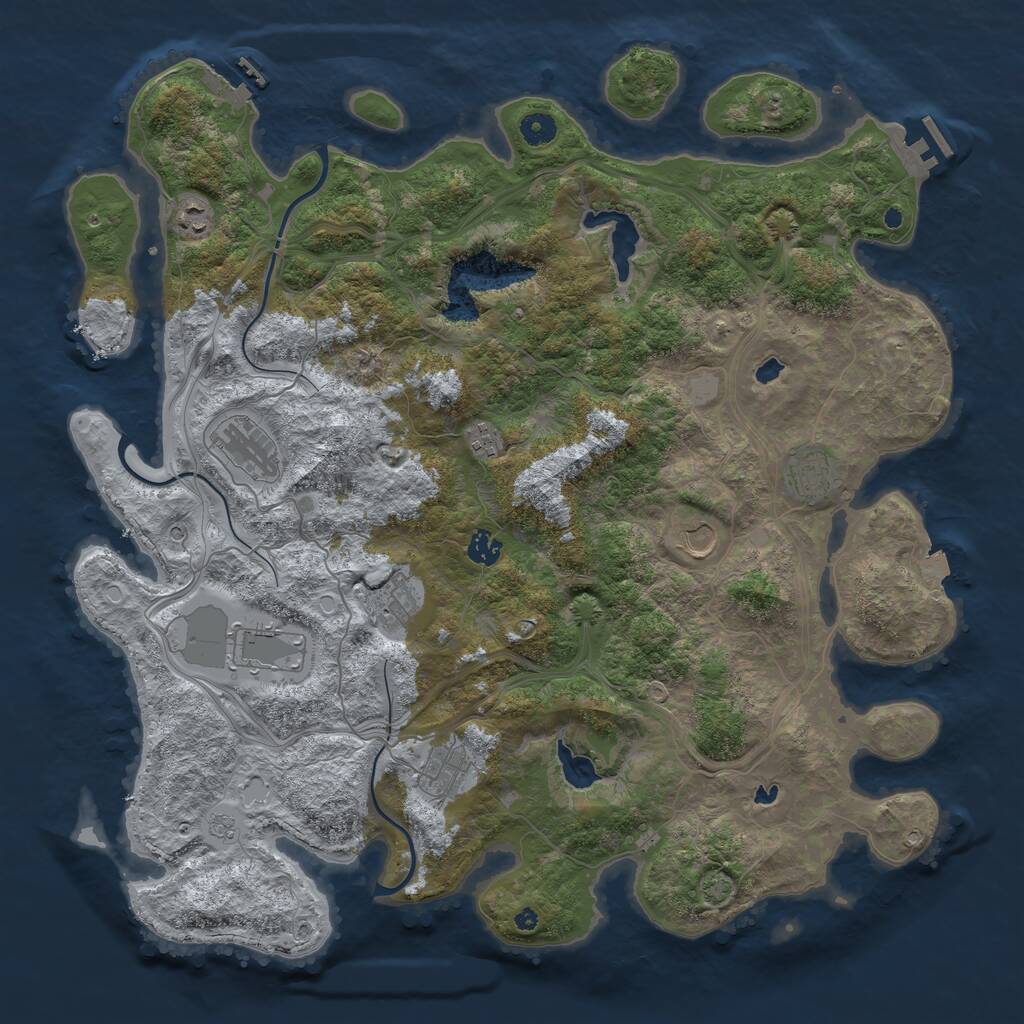 Rust Map: Procedural Map, Size: 4500, Seed: 5668, 15 Monuments