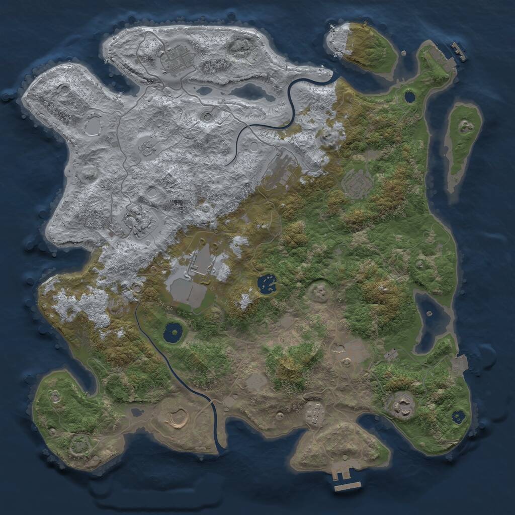 Rust Map: Procedural Map, Size: 3900, Seed: 121880957, 16 Monuments
