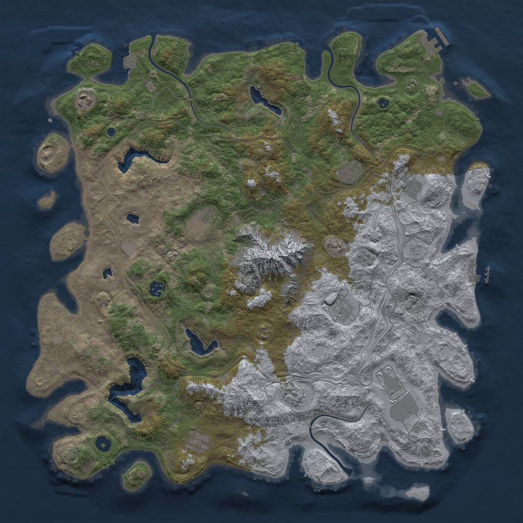 Rust Map: Procedural Map, Size: 5000, Seed: 84034793, 16 Monuments