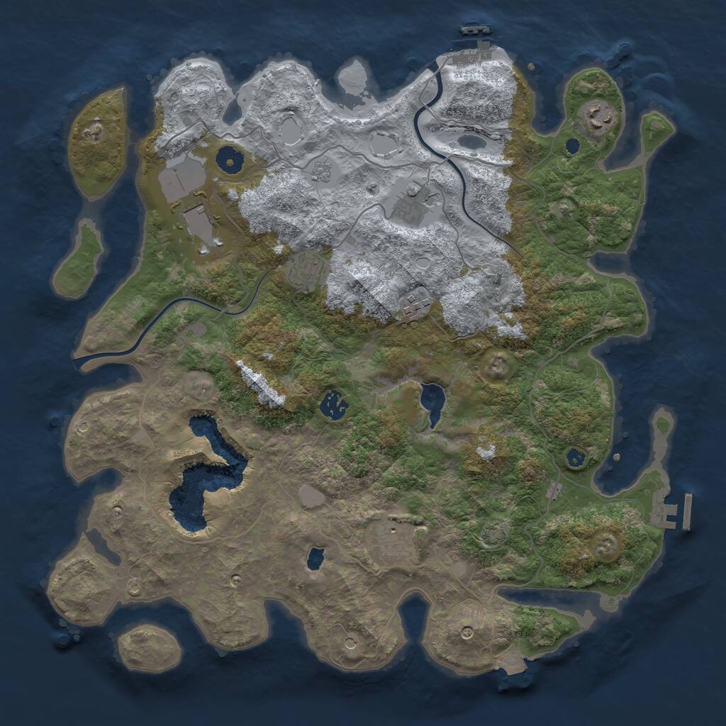 Rust Map: Procedural Map, Size: 4000, Seed: 1707762557, 13 Monuments