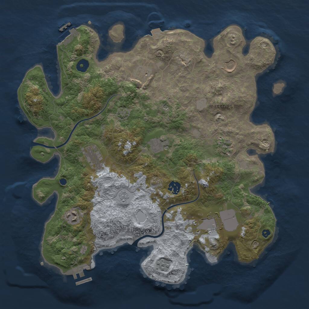 Rust Map: Procedural Map, Size: 3700, Seed: 1408523203, 15 Monuments