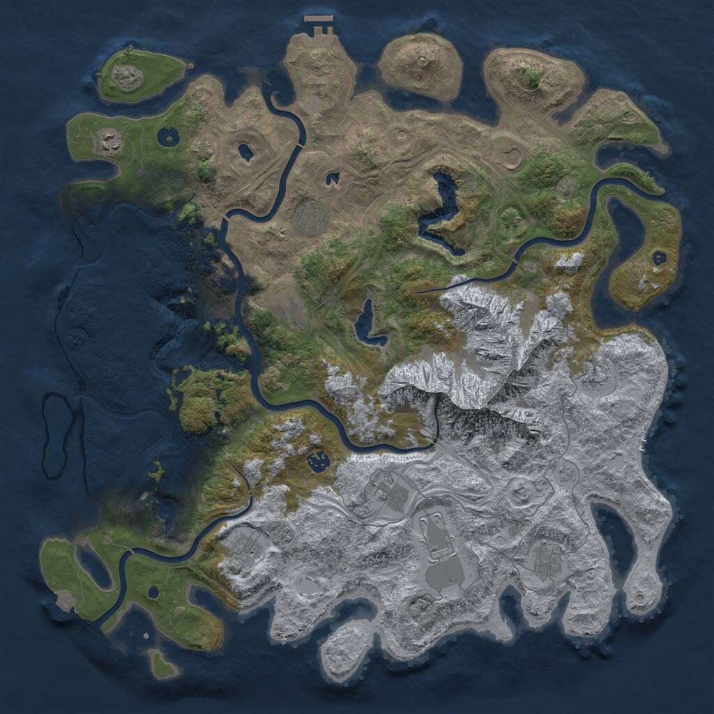 Rust Map: Procedural Map, Size: 5000, Seed: 33674998, 16 Monuments