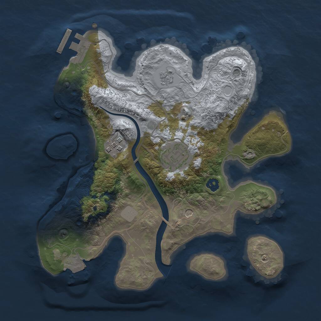 Rust Map: Procedural Map, Size: 2500, Seed: 1544130230, 6 Monuments