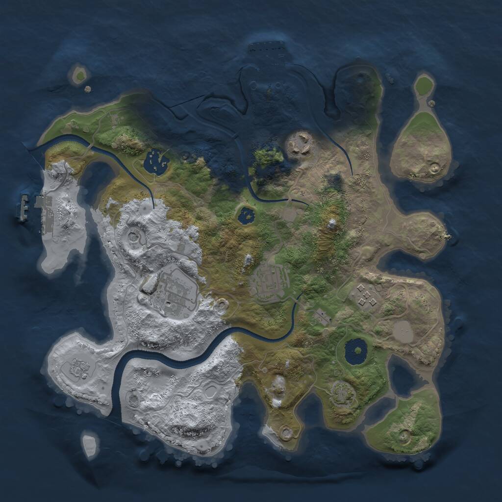 Rust Map: Procedural Map, Size: 3000, Seed: 723418, 11 Monuments