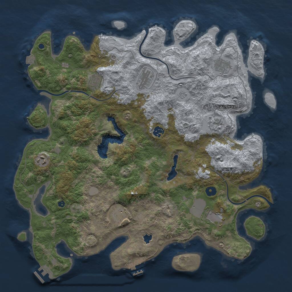 Rust Map: Procedural Map, Size: 4242, Seed: 222808740, 14 Monuments