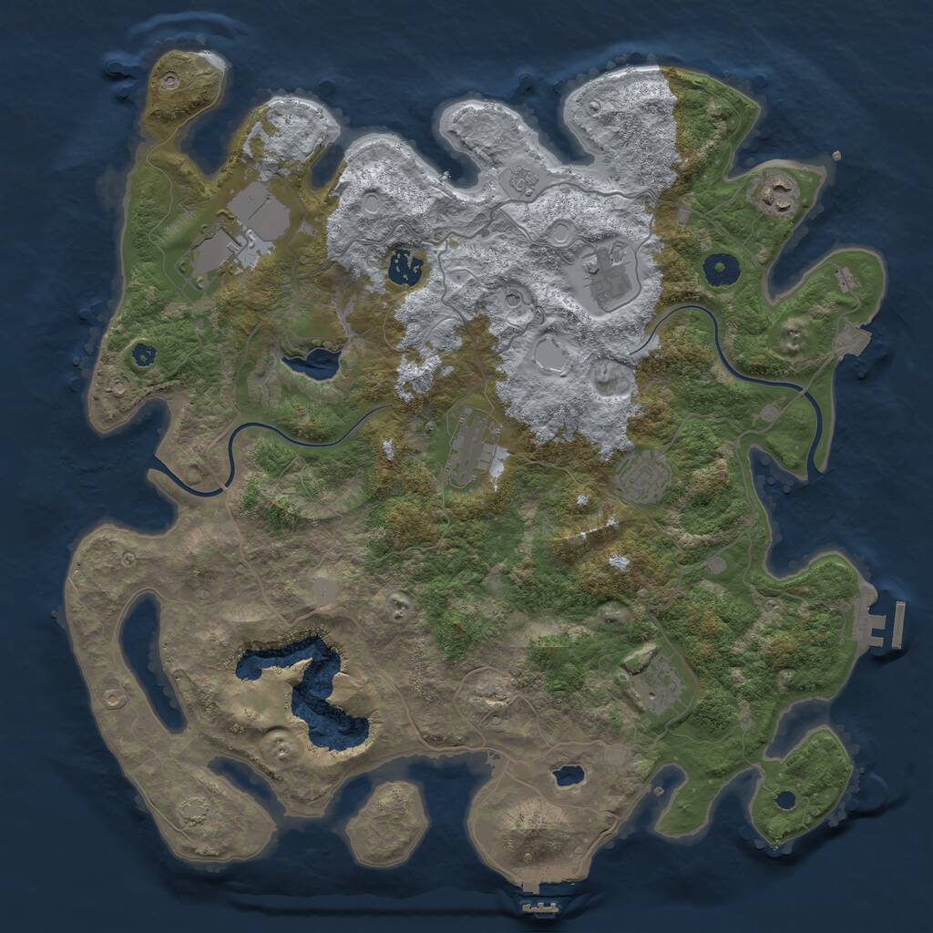 Rust Map: Procedural Map, Size: 4000, Seed: 662823363, 13 Monuments