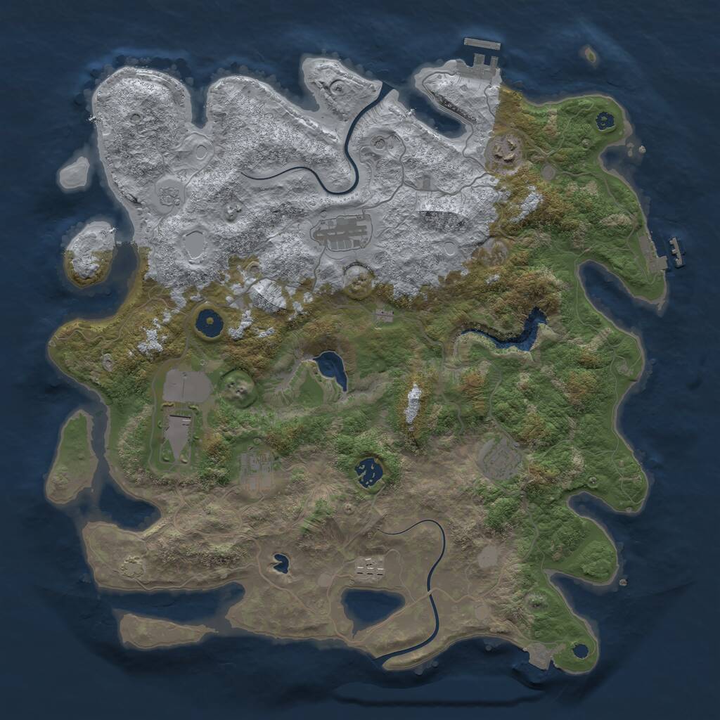 Rust Map: Procedural Map, Size: 4000, Seed: 75930, 13 Monuments