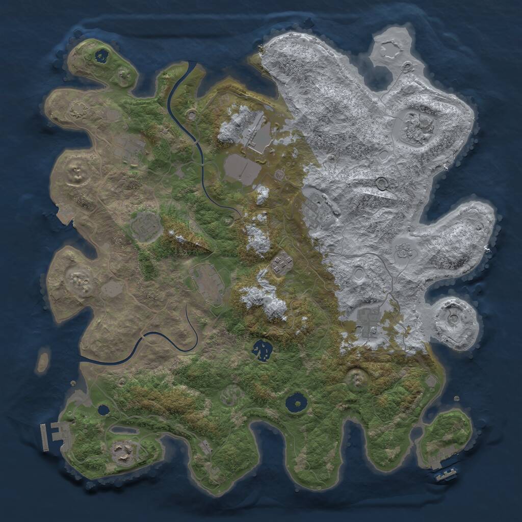 Rust Map: Procedural Map, Size: 3850, Seed: 3472433, 16 Monuments