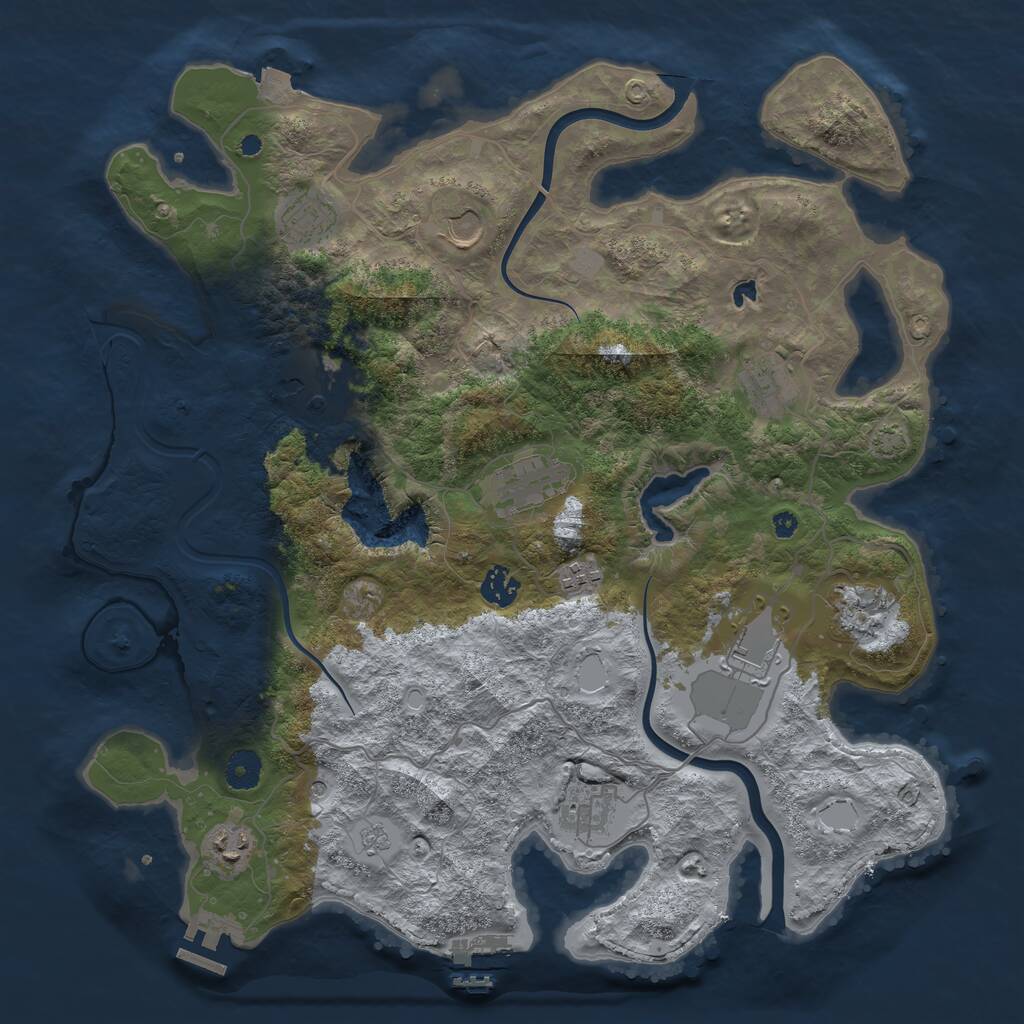 Rust Map: Procedural Map, Size: 4000, Seed: 1607479335, 17 Monuments