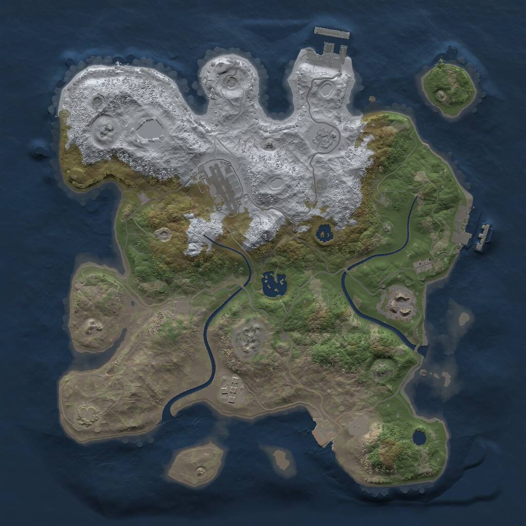 Rust Map: Procedural Map, Size: 3000, Seed: 463773, 10 Monuments