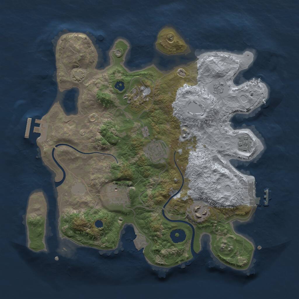 Rust Map: Procedural Map, Size: 3000, Seed: 197663496, 10 Monuments