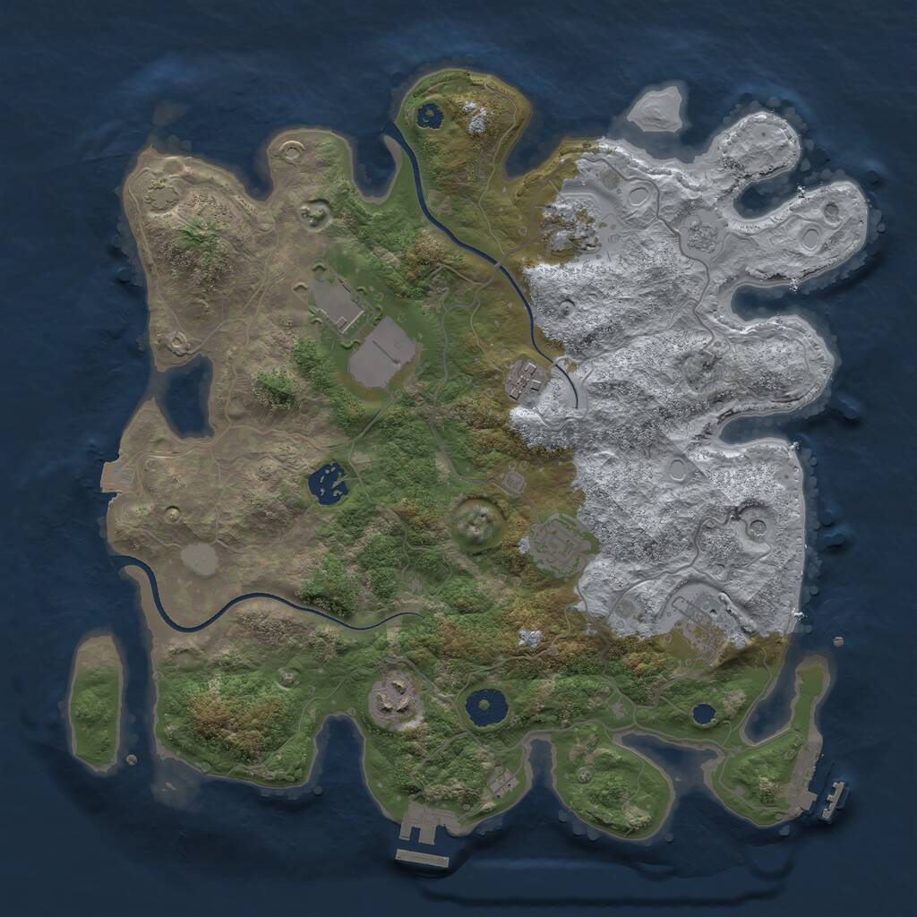 Rust Map: Procedural Map, Size: 3500, Seed: 197663496, 13 Monuments