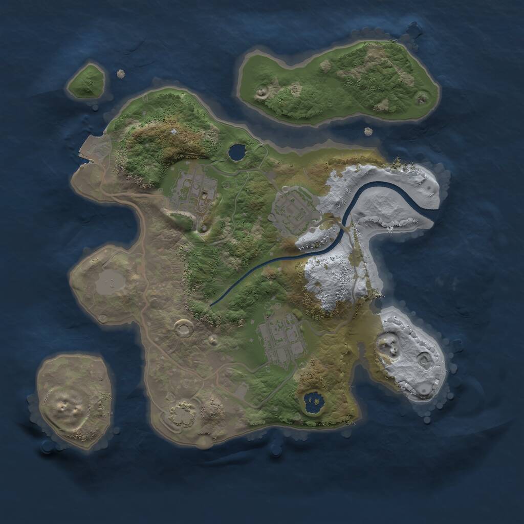 Rust Map: Procedural Map, Size: 2500, Seed: 33333333, 5 Monuments