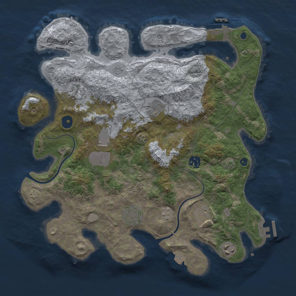 Rust Map: Procedural Map, Size: 3700, Seed: 211081820, 14 Monuments
