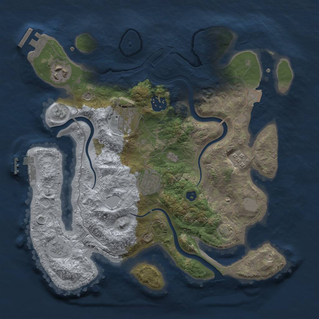 Rust Map: Procedural Map, Size: 3000, Seed: 2103648, 11 Monuments