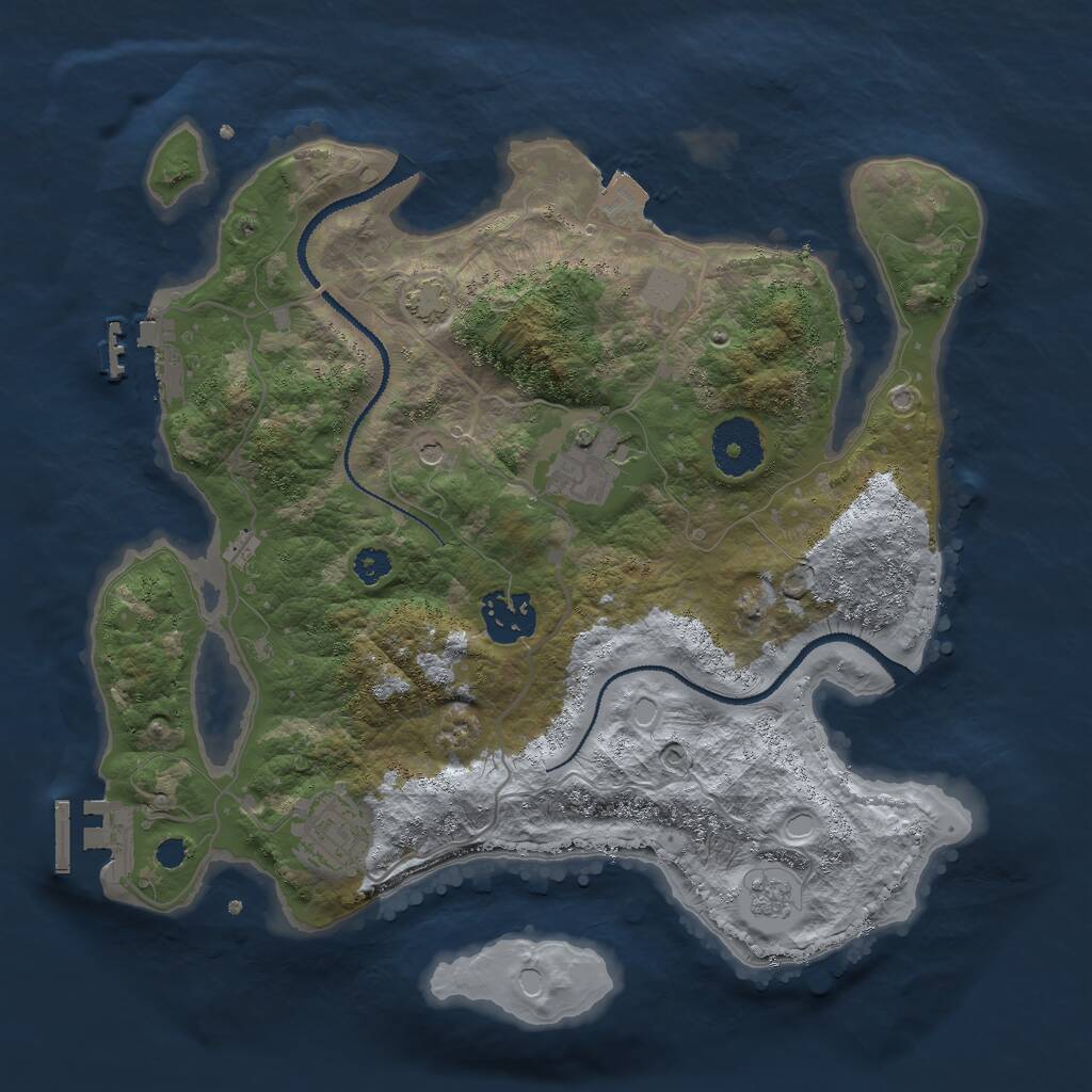 Rust Map: Procedural Map, Size: 3000, Seed: 1289988962, 9 Monuments