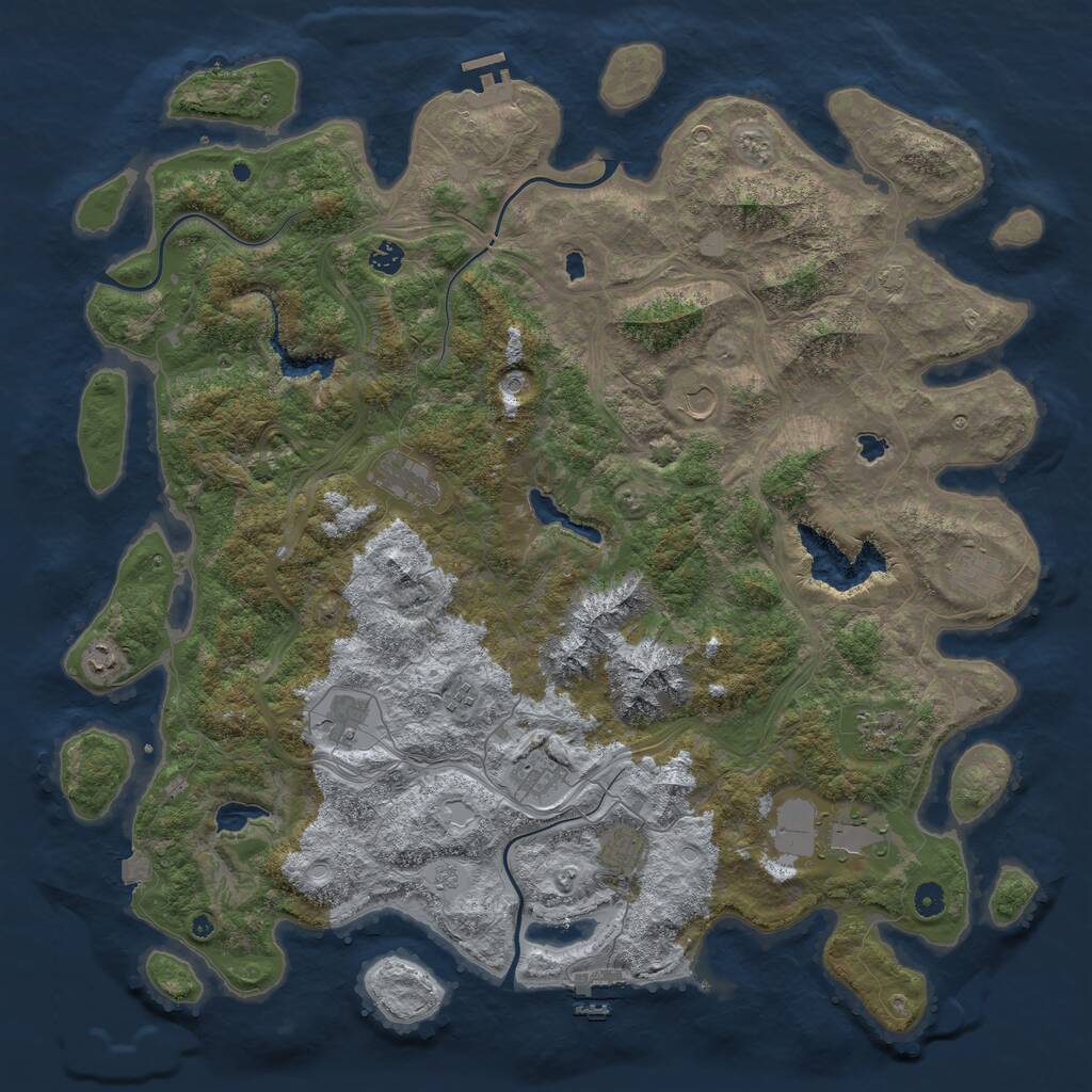 Rust Map: Procedural Map, Size: 5000, Seed: 886047945, 17 Monuments