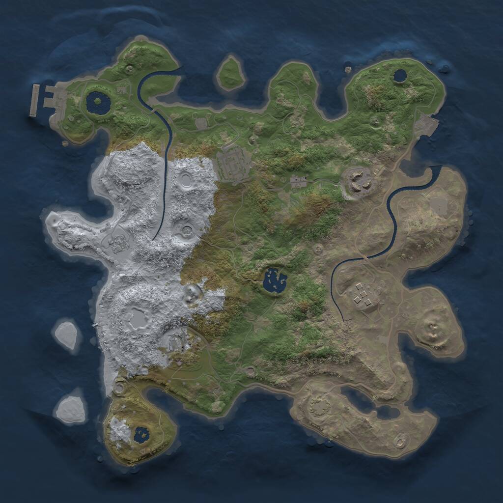 Rust Map: Procedural Map, Size: 3105, Seed: 944461391, 10 Monuments