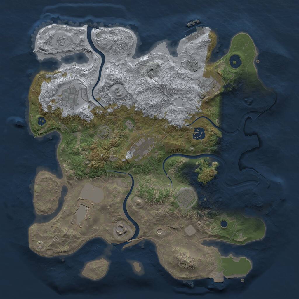 Rust Map: Procedural Map, Size: 3500, Seed: 463773, 14 Monuments