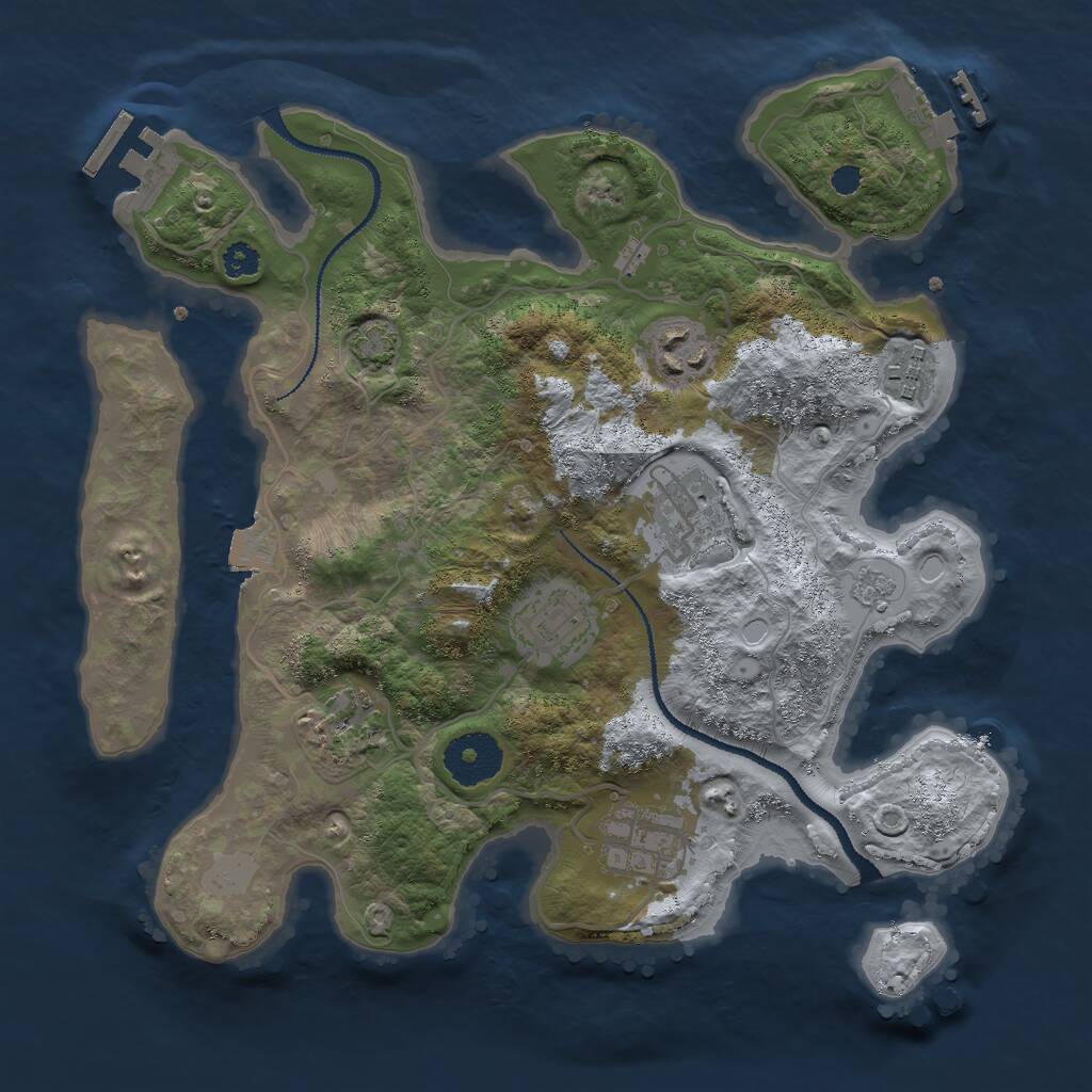 Rust Map: Procedural Map, Size: 3000, Seed: 2668554, 11 Monuments