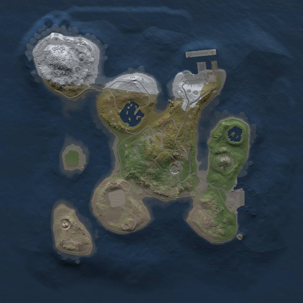 Rust Map: Procedural Map, Size: 2000, Seed: 2034307410, 4 Monuments