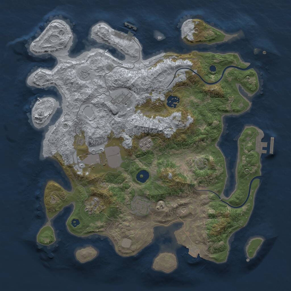 Rust Map: Procedural Map, Size: 3500, Seed: 109854, 12 Monuments