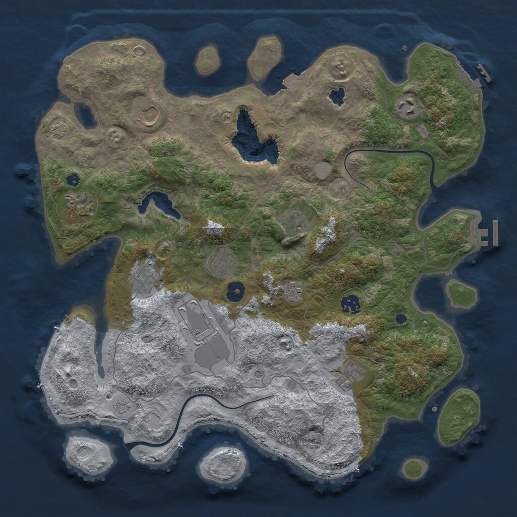 Rust Map: Procedural Map, Size: 4000, Seed: 7096, 16 Monuments