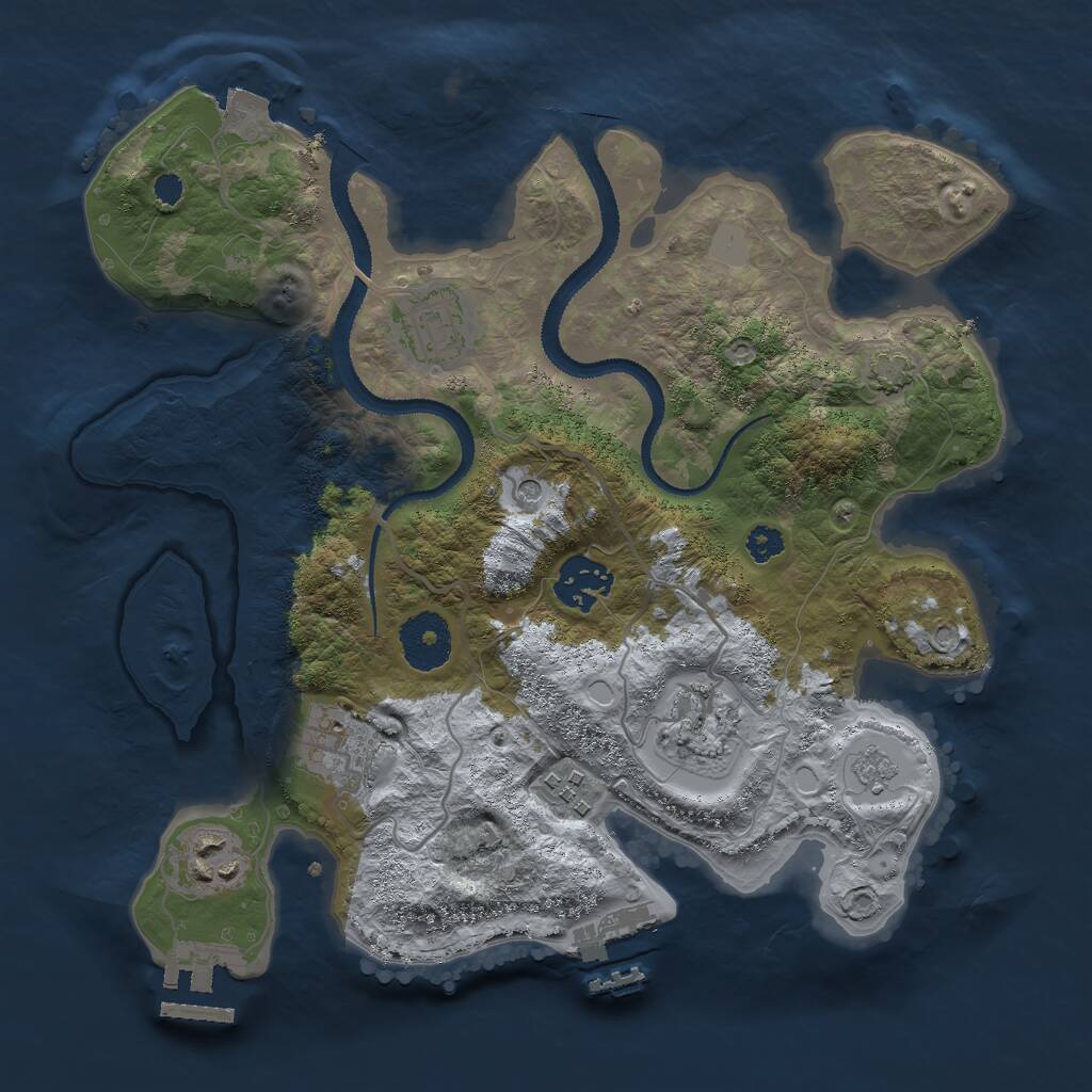 Rust Map: Procedural Map, Size: 3000, Seed: 43782256, 12 Monuments
