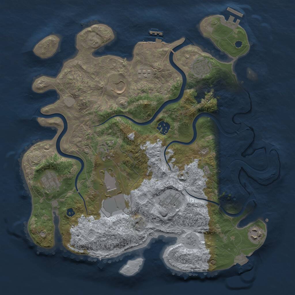 Rust Map: Procedural Map, Size: 3500, Seed: 280999, 15 Monuments