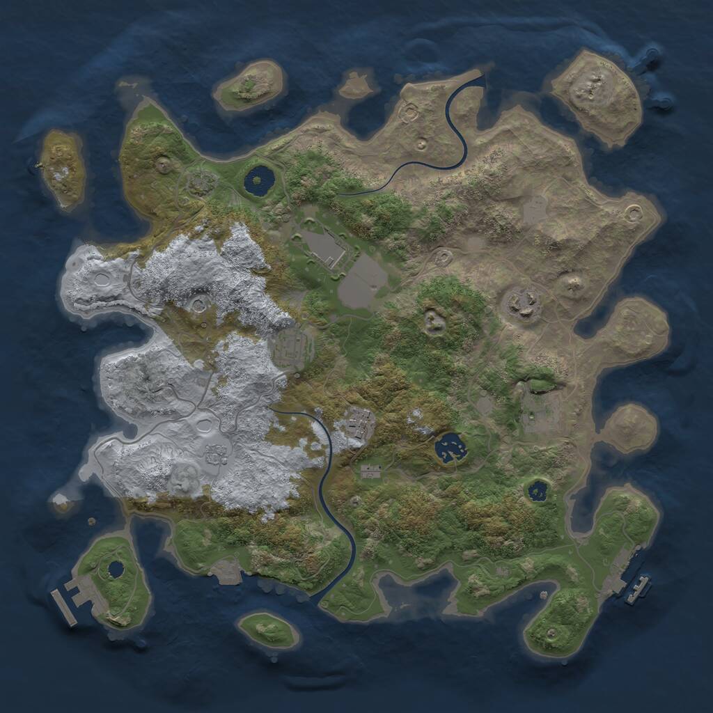 Rust Map: Procedural Map, Size: 3600, Seed: 785532707, 12 Monuments