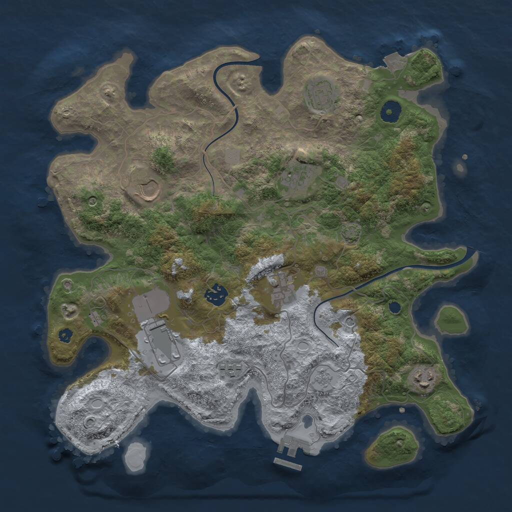 Rust Map: Procedural Map, Size: 3600, Seed: 191793, 13 Monuments