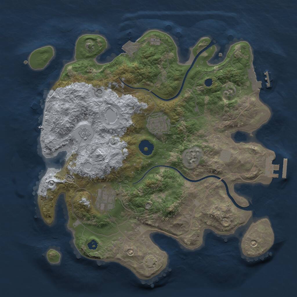 Rust Map: Procedural Map, Size: 3000, Seed: 2120638029, 8 Monuments
