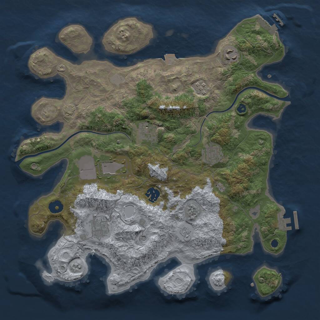 Rust Map: Procedural Map, Size: 3500, Seed: 1968007169, 13 Monuments