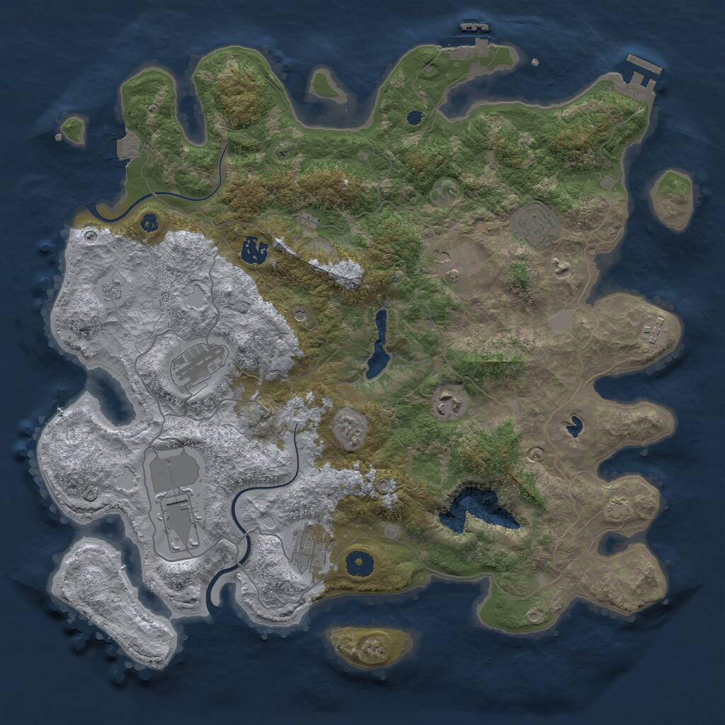 Rust Map: Procedural Map, Size: 4000, Seed: 20708, 14 Monuments
