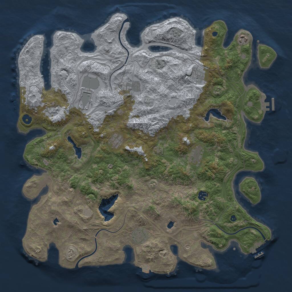 Rust Map: Procedural Map, Size: 4600, Seed: 1765090701, 16 Monuments