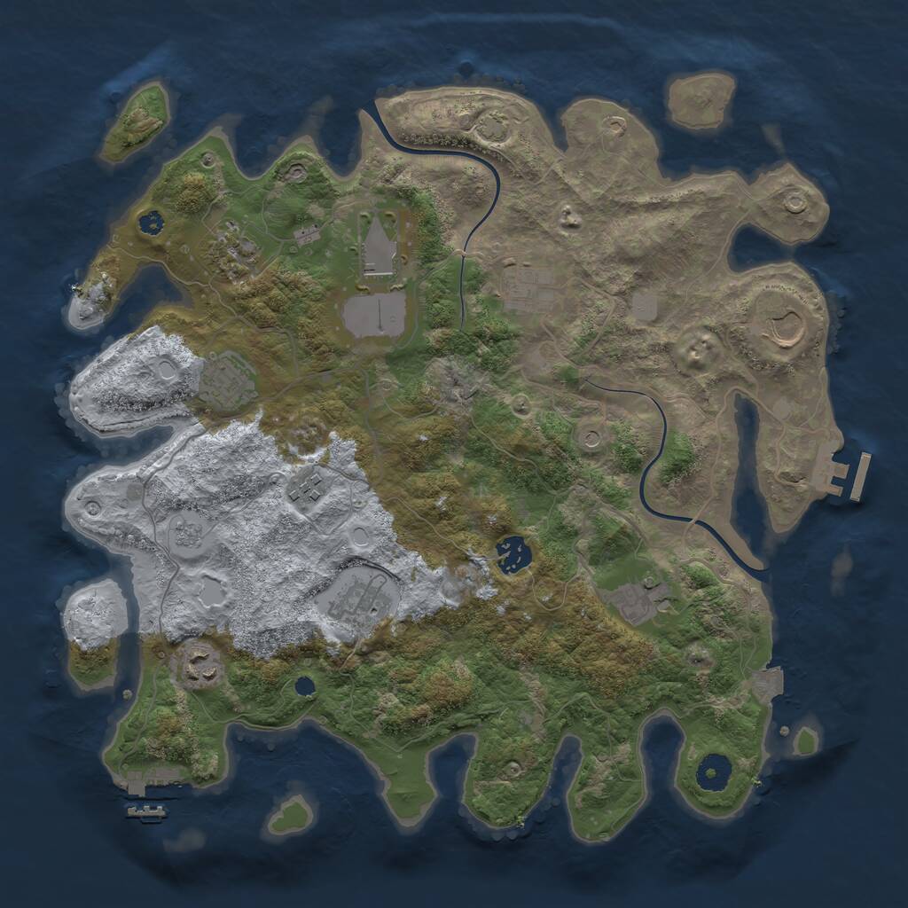Rust Map: Procedural Map, Size: 3750, Seed: 1671945351, 16 Monuments