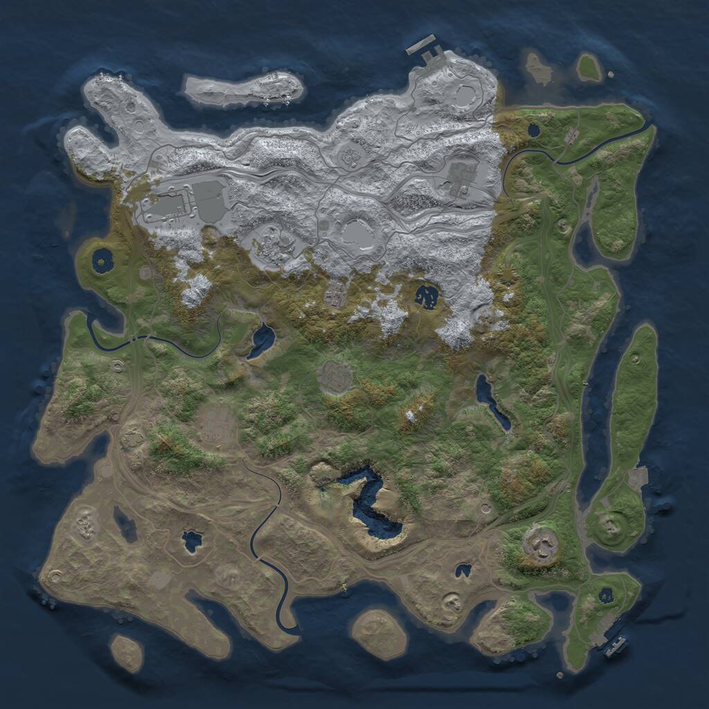 Rust Map: Procedural Map, Size: 4500, Seed: 264624065, 14 Monuments