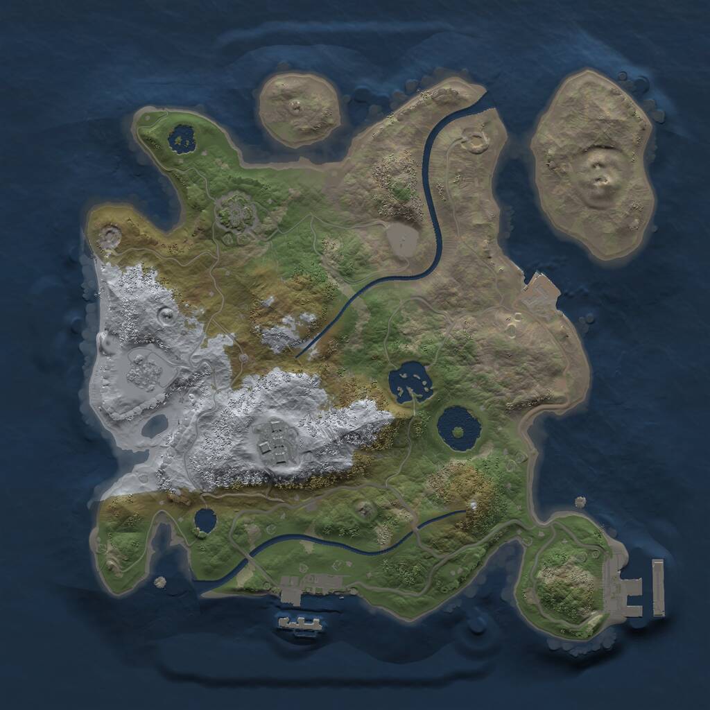 Rust Map: Procedural Map, Size: 2500, Seed: 321365869, 7 Monuments