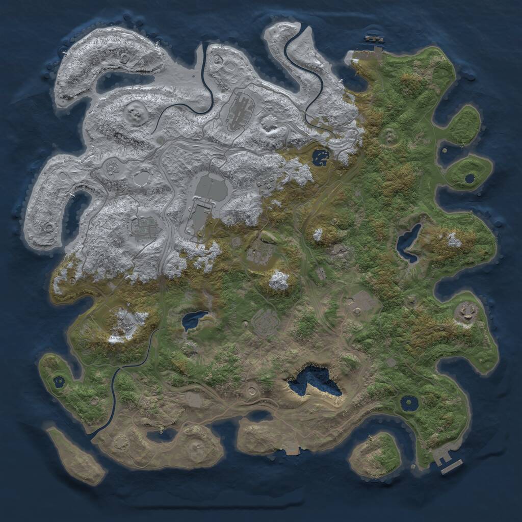 Rust Map: Procedural Map, Size: 4500, Seed: 83422, 16 Monuments